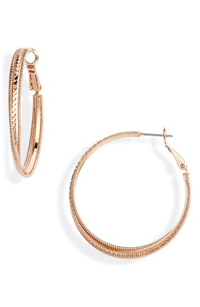 Nordstrom Large Double Hoop Earrings In Rose Gold
