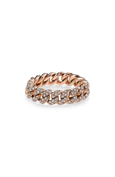 Shay 18kt Rose Gold Mini Pave Diamond Link Ring In Pink