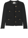 Saint Laurent Tweed Diamond Pocket Short Jacket In Black