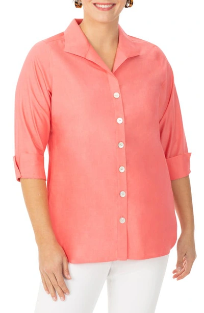 Foxcroft Pandora Non-iron Tunic Shirt In Coral Spice