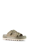 Cougar Pepa Slide Sandal In Olive Suede/ Leather