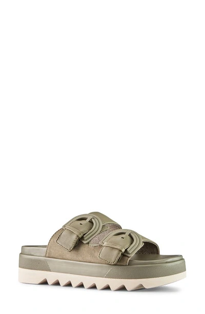 Cougar Pepa Slide Sandal In Olive Suede/ Leather