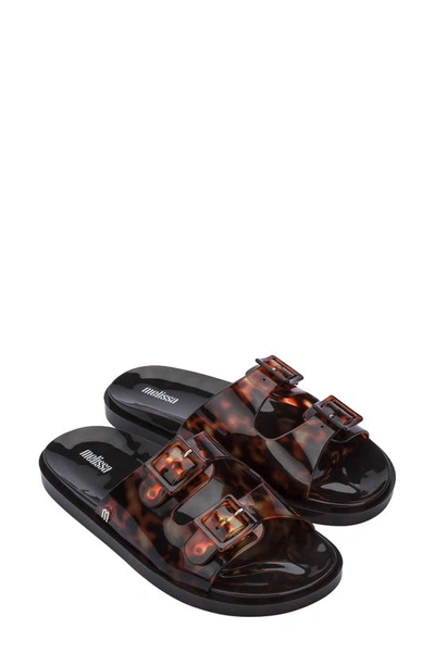 Melissa Double Strap Slide Sandal In Brown/ Tortoise