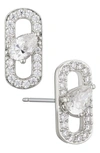 NADRI LUCCA PAVÉ LINK STUD EARRINGS,AO39475RCZ