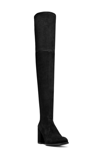 Stuart Weitzman Accordion Over-the-knee Suede Boots In Black