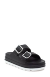 Jslides Simply Platform Slide Sandal In Black/ White