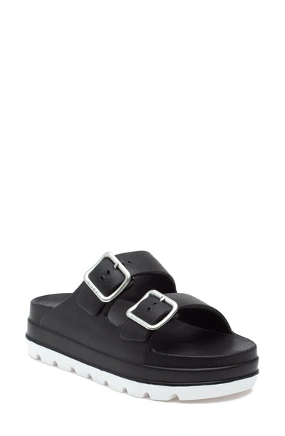 Jslides Simply Platform Slide Sandal In Black/ White