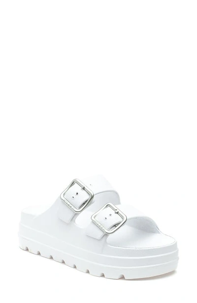 Jslides Simply Platform Slide Sandal In White