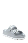 Jslides Simply Platform Slide Sandal In Silver
