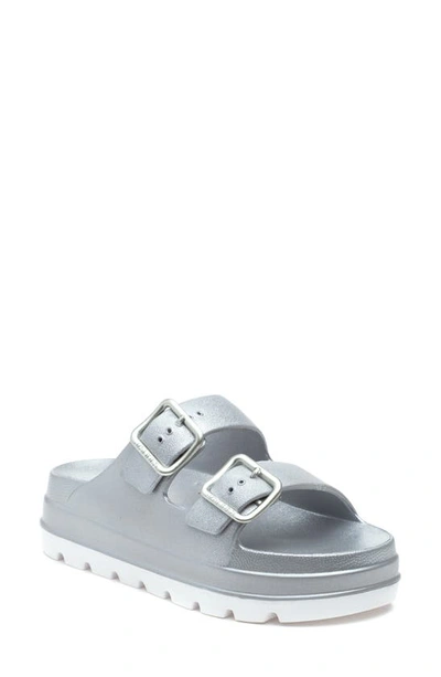 Jslides Simply Platform Slide Sandal In Silver