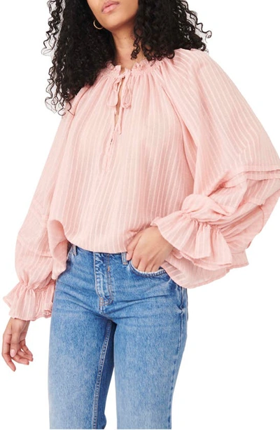 Free People Out Of Town Split Neck Blouse In Strawberry Smoothie