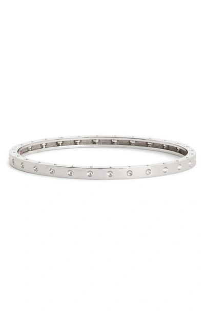 Roberto Coin 18k White Gold Symphony Dotted Hinged Bracelet In Silver-tone