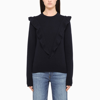 Chloé Ruffled Recycled-cashmere Sweater In Blue