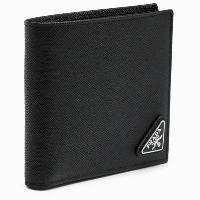 Prada Black Saffiano Leather Wallet With Coin Holder