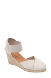 Andre Assous Anouka Espadrille Wedge In Beige Linen Fabric
