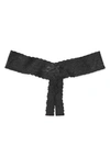 Hanky Panky After Midnight Signature Lace Open-panel Low-rise Thong In Black