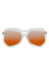 Grey Ant 55mm Clip Aviator Hexagonal Sunglasses In White/ Orange