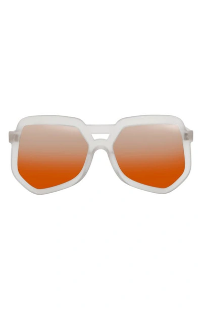 Grey Ant 55mm Clip Aviator Hexagonal Sunglasses In White/ Orange