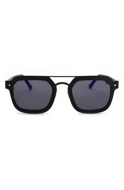 Grey Ant Notizia 51mm Rectangle Sunglasses In Black/ Blue