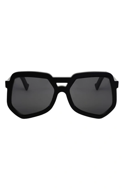 Grey Ant 55mm Clip Aviator Hexagonal Sunglasses In Black/ Silver
