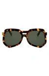 Grey Ant 55mm Clip Aviator Hexagonal Sunglasses In Tortoise/ Green