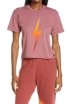 Aviator Nation Bolt Fade Boyfriend Tee In Claret/ Neon Pink Rainbow