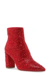 Betsey Johnson Cady Crystal Pavé Bootie In Red