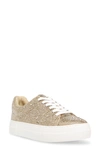 Betsey Johnson Sidny Crystal Pavé Platform Sneaker In Light Gold