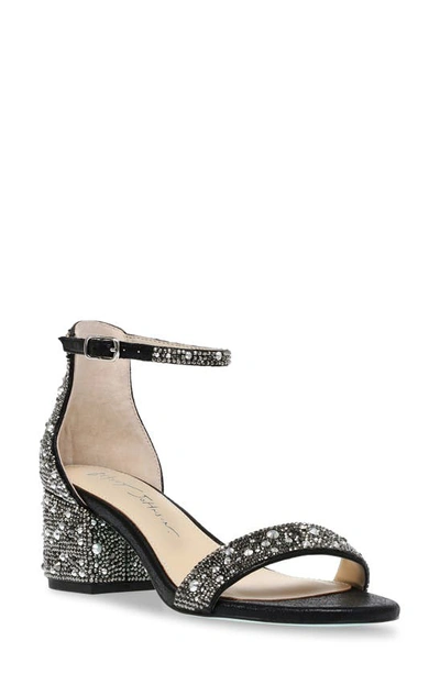 Betsey Johnson Mari Crystal Ankle Strap Sandal In Black