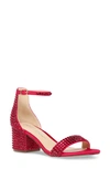 Betsey Johnson Mari Crystal Ankle Strap Sandal In Red