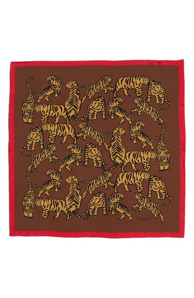 Lafayette 148 Tiger Print Silk Scarf In Toffee Multi