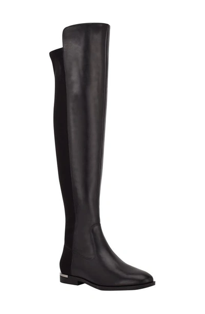 Calvin Klein Women's Deedee Over-the-knee Boots Women's Shoes In Black Leather