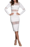 Dress The Population Ilaria Long Sleeve Midi Dress In Off White