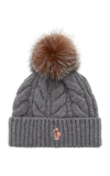 MONCLER WOMEN'S FUR-TRIMMED CABLE-KNIT WOOL-CASHMERE BEANIE