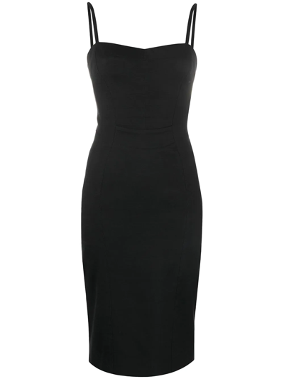 Pre-owned Dolce & Gabbana Asymmetric Lace-up Fitted Dress In Black