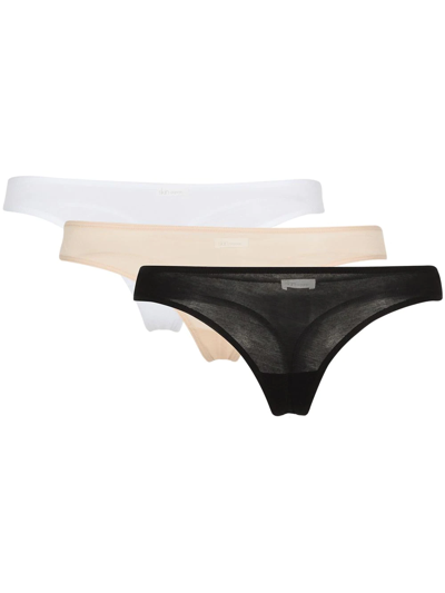 Skin Organic Cotton Thong Three-pack In Black