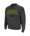 Colosseum Men's Charcoal Michigan Wolverines Arch Logo Crew Neck Sweatshirt In Charcoal