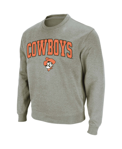 Colosseum Men's Heather Gray Oklahoma State Cowboys Arch Logo Crew Neck Sweatshirt