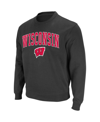 Colosseum Men's Charcoal Wisconsin Badgers Arch Logo Crew Neck Sweatshirt In Charcoal