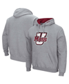 Colosseum Men's Heathered Gray Umass Minutemen Arch And Logo Pullover Hoodie In Heathered Gray