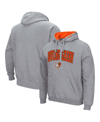 COLOSSEUM MEN'S HEATHERED GRAY BOWLING GREEN ST. FALCONS ARCH AND LOGO PULLOVER HOODIE