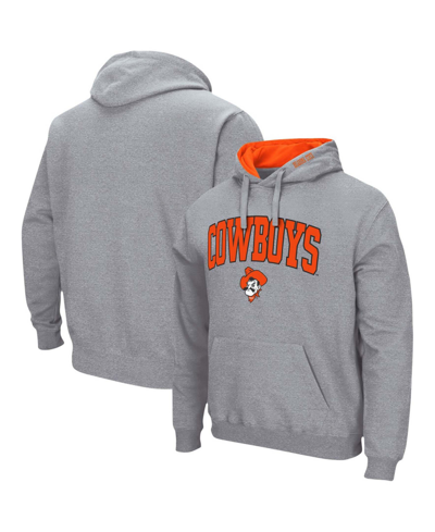 COLOSSEUM MEN'S HEATHERED GRAY OKLAHOMA STATE COWBOYS ARCH LOGO 3.0 PULLOVER HOODIE