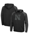 Colosseum Men's Black Nebraska Huskers Blackout 3.0 Tonal Raglan Pullover Hoodie In Black