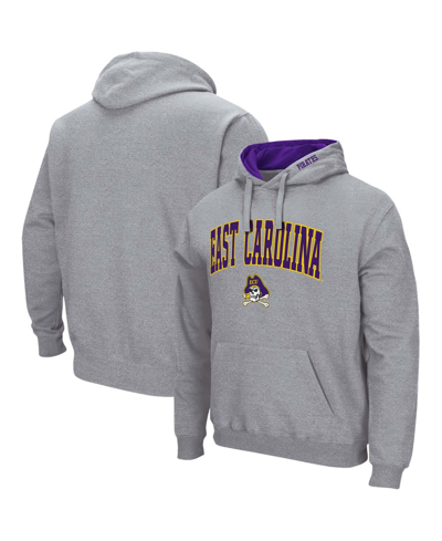 COLOSSEUM MEN'S HEATHERED GRAY ECU PIRATES ARCH AND LOGO PULLOVER HOODIE