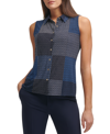 TOMMY HILFIGER PATCHWORK-PRINT SLEEVELESS SHIRT