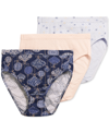 Jockey Elance Breathe Cotton French Cut Underwear 3 Pack Underwear 1541, Extended Sizes In Peach,eclectic,snow
