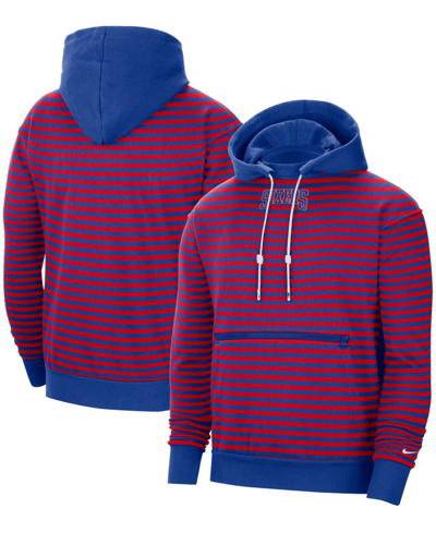 Nike Men's Red And Royal Philadelphia 76ers 75th Anniversary Courtside Striped Pullover Hoodie