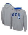 Colosseum Men's Byu Cougars Arch Logo 3.0 Full-zip Hoodie In Heathered Gray