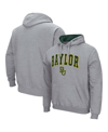 COLOSSEUM MEN'S HEATHERED GRAY BAYLOR BEARS ARCH LOGO 3.0 PULLOVER HOODIE