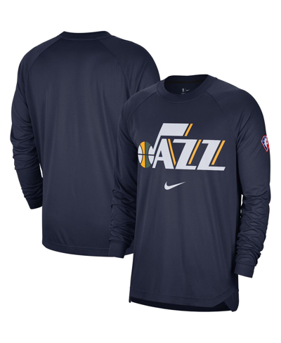 Nike Men's  Navy Utah Jazz 75th Anniversary Pregame Shooting Performance Raglan Long Sleeve T-shirt